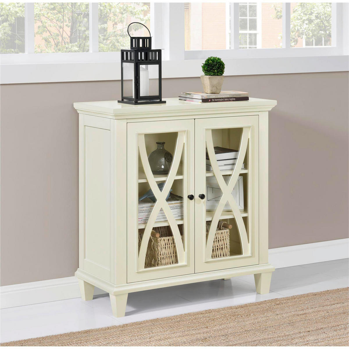 KOMMODE Ellington  in 79/85/37 cm  - Elfenbein/Schwarz, Design, Glas/Holzwerkstoff (79/85/37cm) - MID.YOU