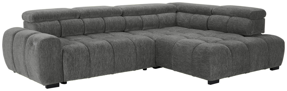 ECKSOFA Grau Webstoff  - Schwarz/Grau, MODERN, Kunststoff/Textil (297/205cm) - Welnova