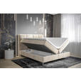 BOXBETT 140/200 cm,  in Beige, gepolstertes Kopfteil, Bettkasten, Topper, H3 = fest  - Chromfarben/Beige, Design, Holz/Holzwerkstoff (140/200cm) - Esposa
