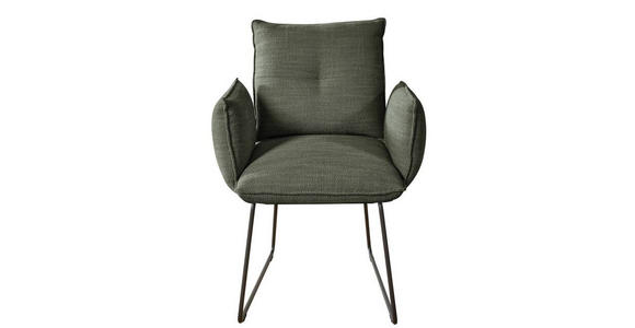 ARMLEHNSTUHL in Stahl Struktur - Schwarz/Grün, Design, Textil/Metall (65/90/70cm) - Dieter Knoll
