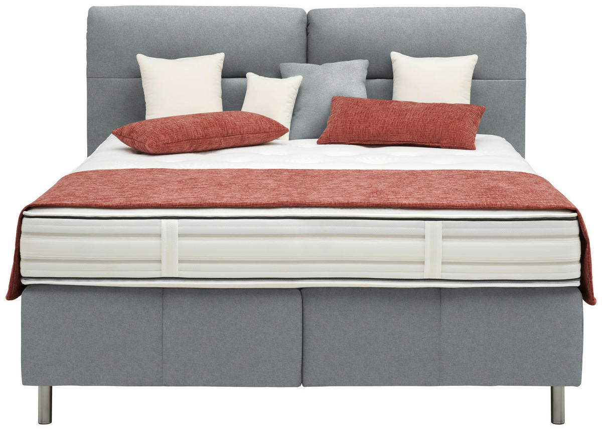 BOXSPRINGBETT 180/200 cm  in Grau  - Alufarben/Grau, KONVENTIONELL, Textil/Metall (180/200cm) - Dieter Knoll