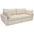 SCHLAFSOFA Cord, Plüsch Creme Rückenkissen, Bettkasten, Schlaffunktion, Rücken echt, Liegefläche im Originalstoff  - Creme/Schwarz, MODERN, Kunststoff/Textil (240/90/120cm) - Carryhome