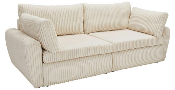 SCHLAFSOFA Cord, Plüsch Creme Rückenkissen, Bettkasten, Schlaffunktion, Rücken echt, Liegefläche im Originalstoff  - Creme/Schwarz, MODERN, Kunststoff/Textil (240/90/120cm) - Carryhome