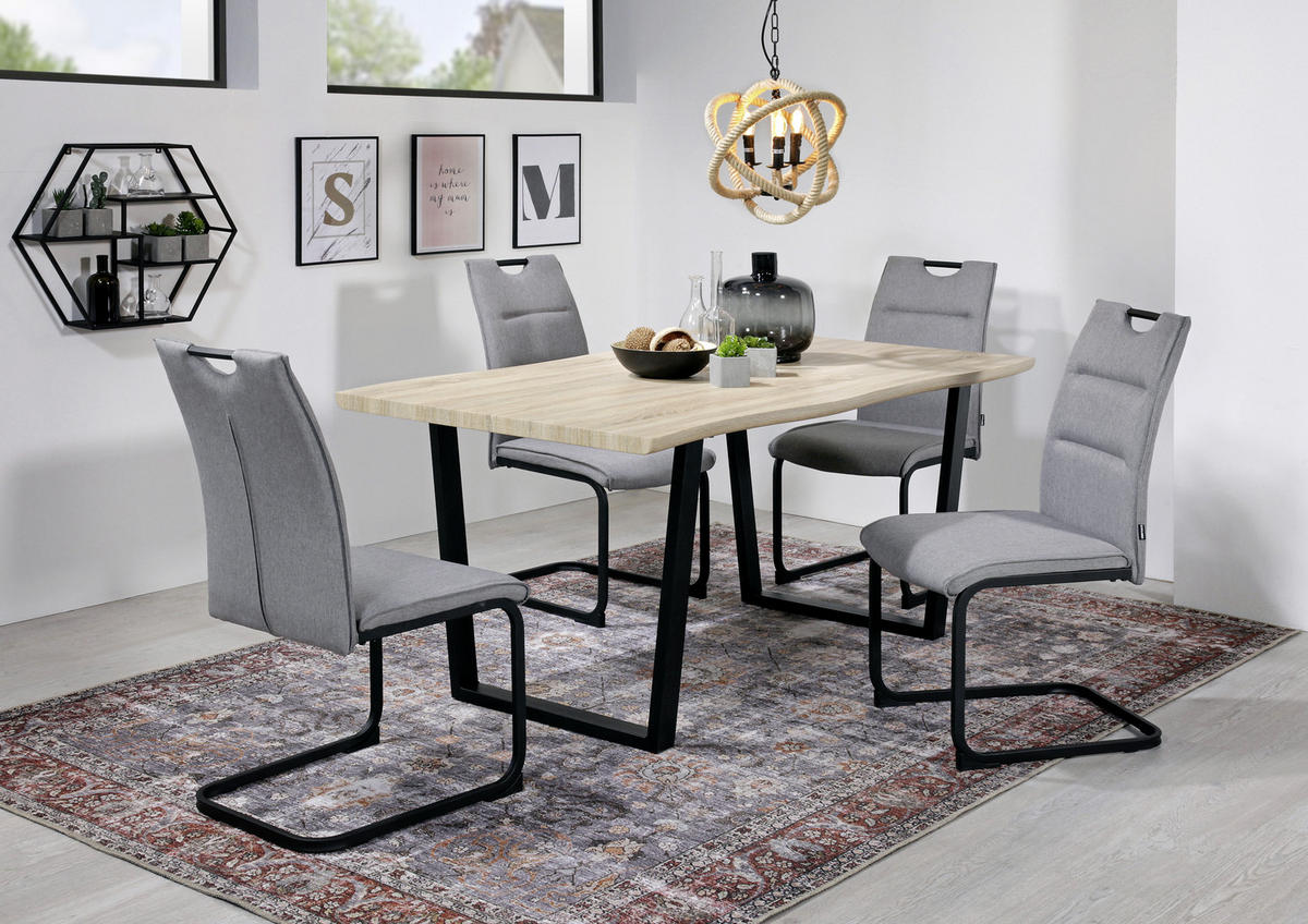 JÍDELNÍ STŮL, černá, barvy dubu, 160/90/76 cm - černá/barvy dubu, Design, kov/kompozitní dřevo (160/90/76cm) - MID.YOU