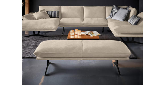 WOHNLANDSCHAFT in Echtleder Sandfarben - Sandfarben/Schwarz, Natur, Leder/Metall (155/359/217cm) - Dieter Knoll
