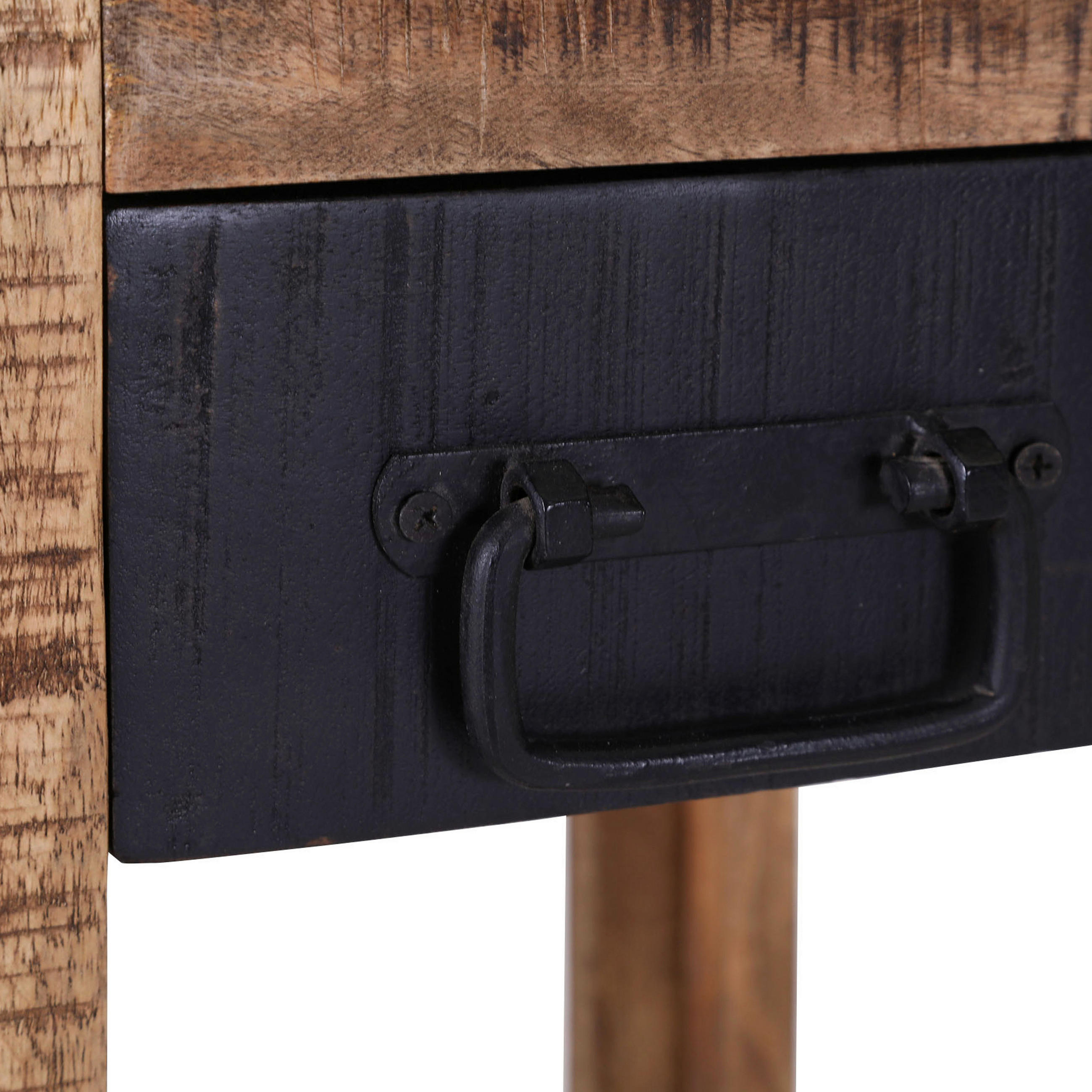 Thumbnail - Landscape Beistelltisch, Braun, Schwarz, Holz, Mangoholz, massiv, 1 Schublade(n) Schubladen, quadratisch, 27.5x80x27.5 c...