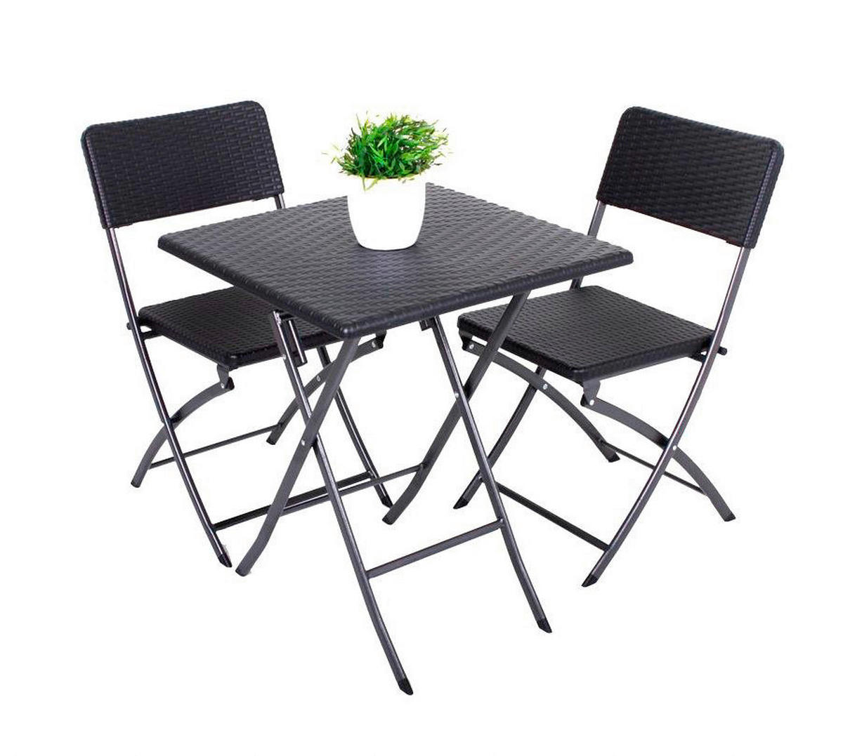 BALKONSET  - Schwarz, Basics, Kunststoff/Metall (62/74/62cm) - Gardenson