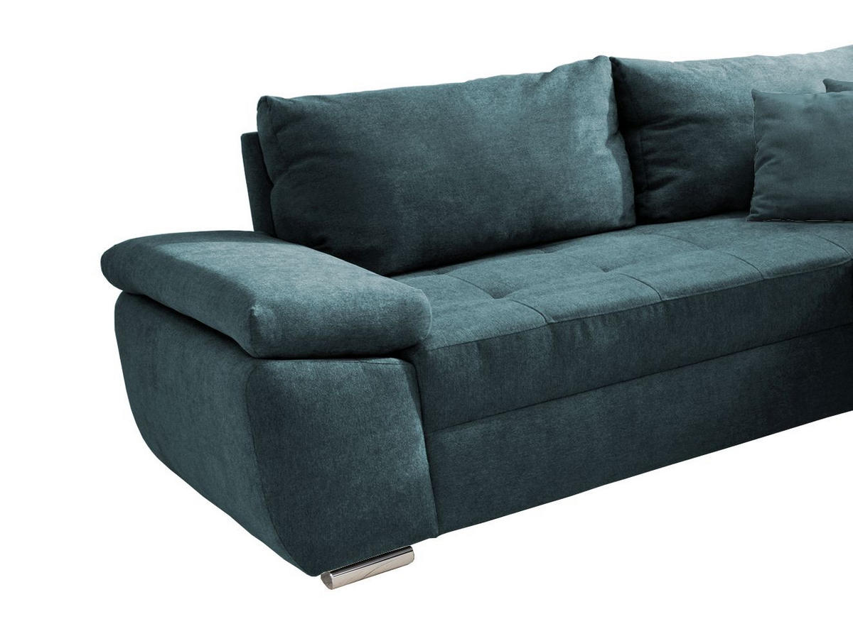 Wohnlandschaft Petrol Mikrofaser  - Chromfarben/Petrol, KONVENTIONELL (219/305/157cm) - Livetastic