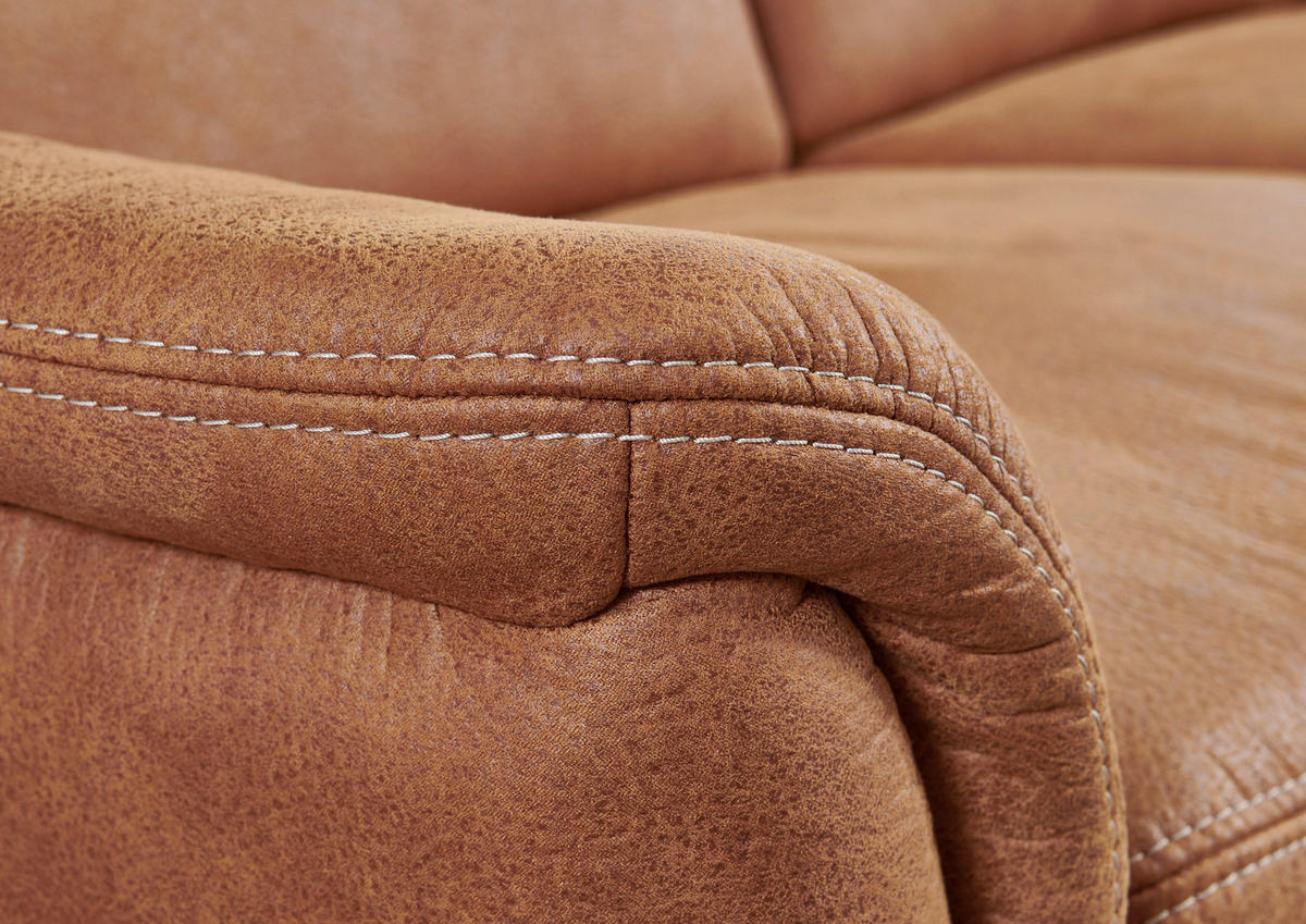ECKSOFA in Flachgewebe Braun  225/255 cm  - Wildeiche/Braun, Natur, Holz/Textil (225/255cm) - Voleo
