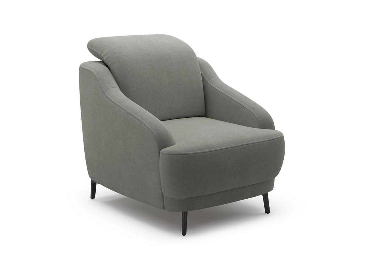 SESSEL in Mikrofaser Schlammfarben  - Schlammfarben/Schwarz, MODERN, Textil/Metall (87/93/104cm) - Sit & More