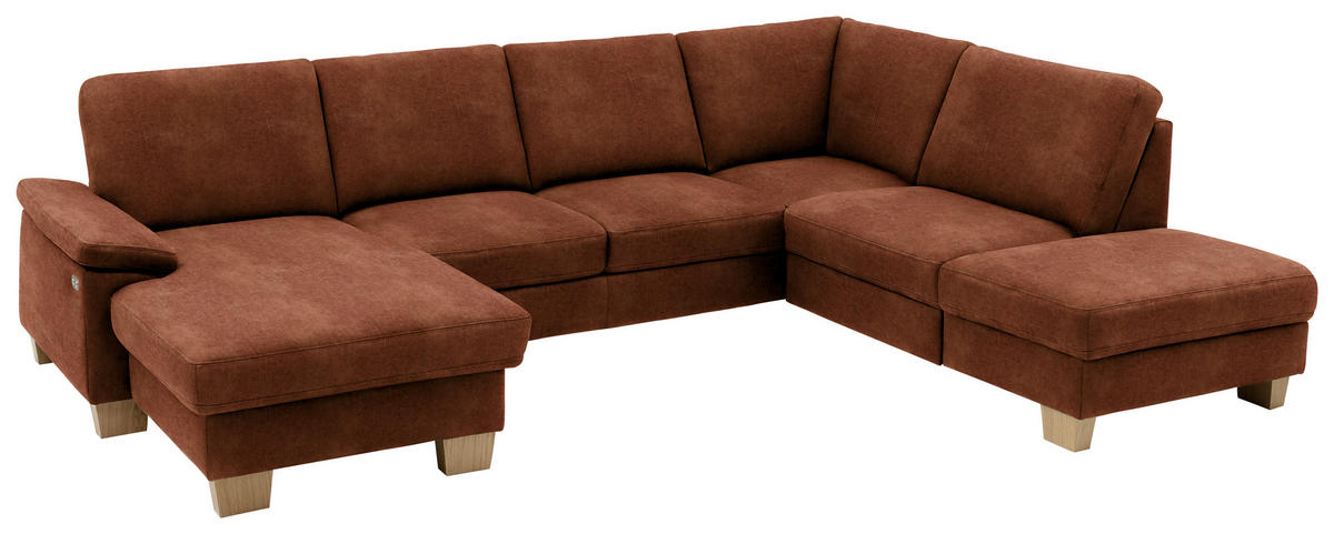 WOHNLANDSCHAFT in Velours Kupferfarben  - Eichefarben/Kupferfarben, Konventionell, Holz/Textil (167/316/235cm) - Beldomo System