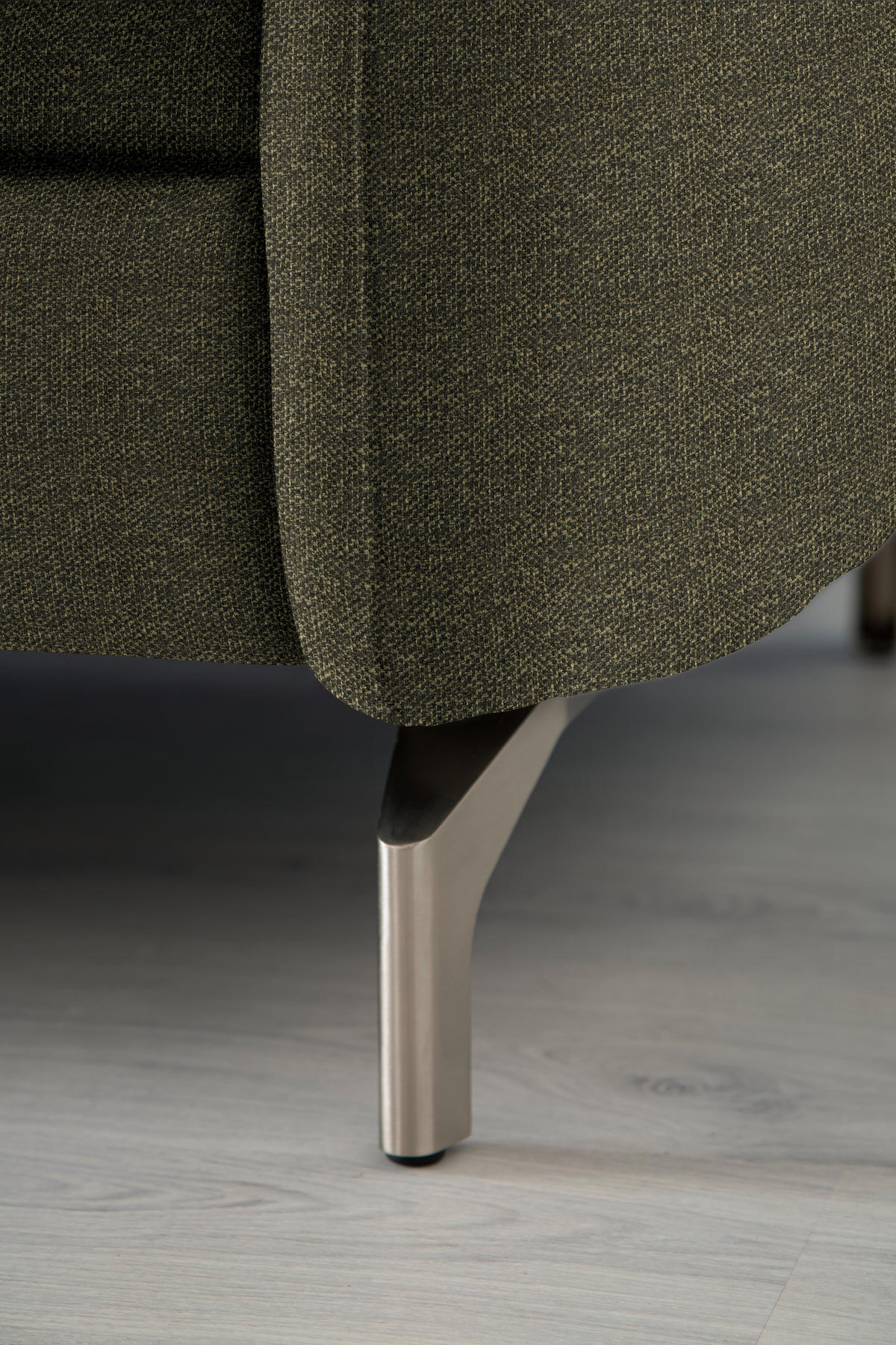2,5-SITZER in Flachgewebe Khaki  - Khaki/Nickelfarben, Design, Textil/Metall (212/87/100cm) - Schöner Wohnen