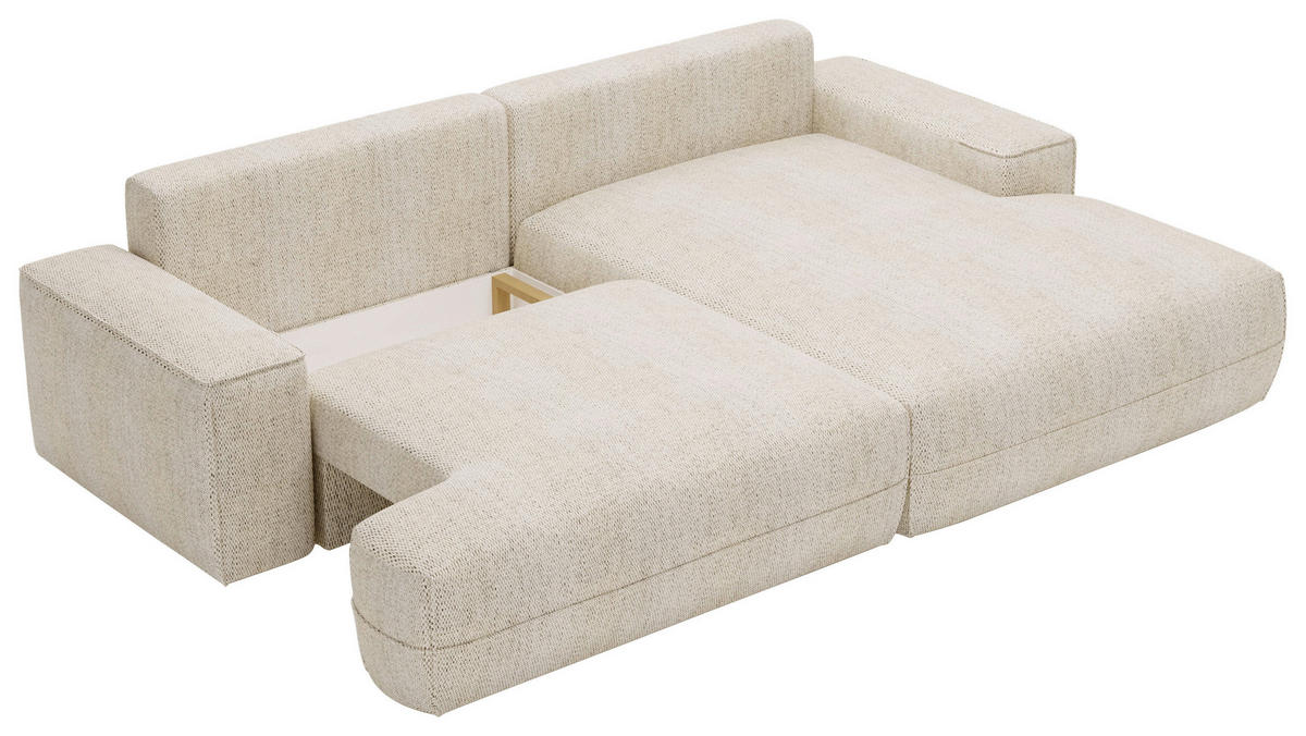 ECKSOFA in Struktur Beige  - Beige/Schwarz, Design, Kunststoff/Textil (272/156cm) - Livetastic