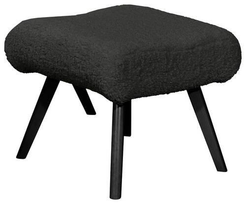 HOCKER Teddystoff Anthrazit, Schwarz  - Anthrazit/Schwarz, Design, Holz/Textil (52/46/57cm) - MID.YOU