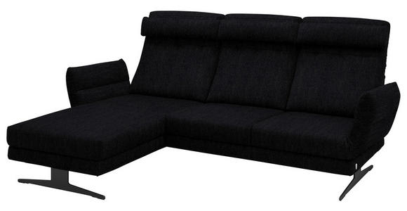 ECKSOFA  in Flachgewebe Schwarz  176-217/279-327 cm  - Schwarz, Design, Textil/Metall (176-217/279-327cm) - Dieter Knoll