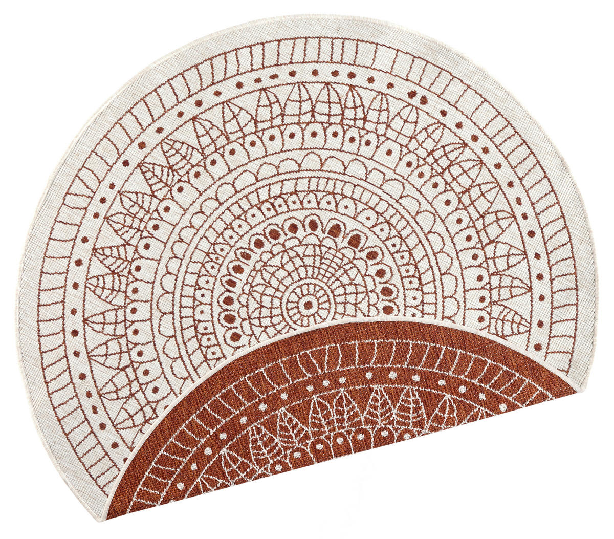 OUTDOORTEPPICH 140 cm Twin Creme, Terracotta  - Terracotta/Creme, Design, Kunststoff (140cm)