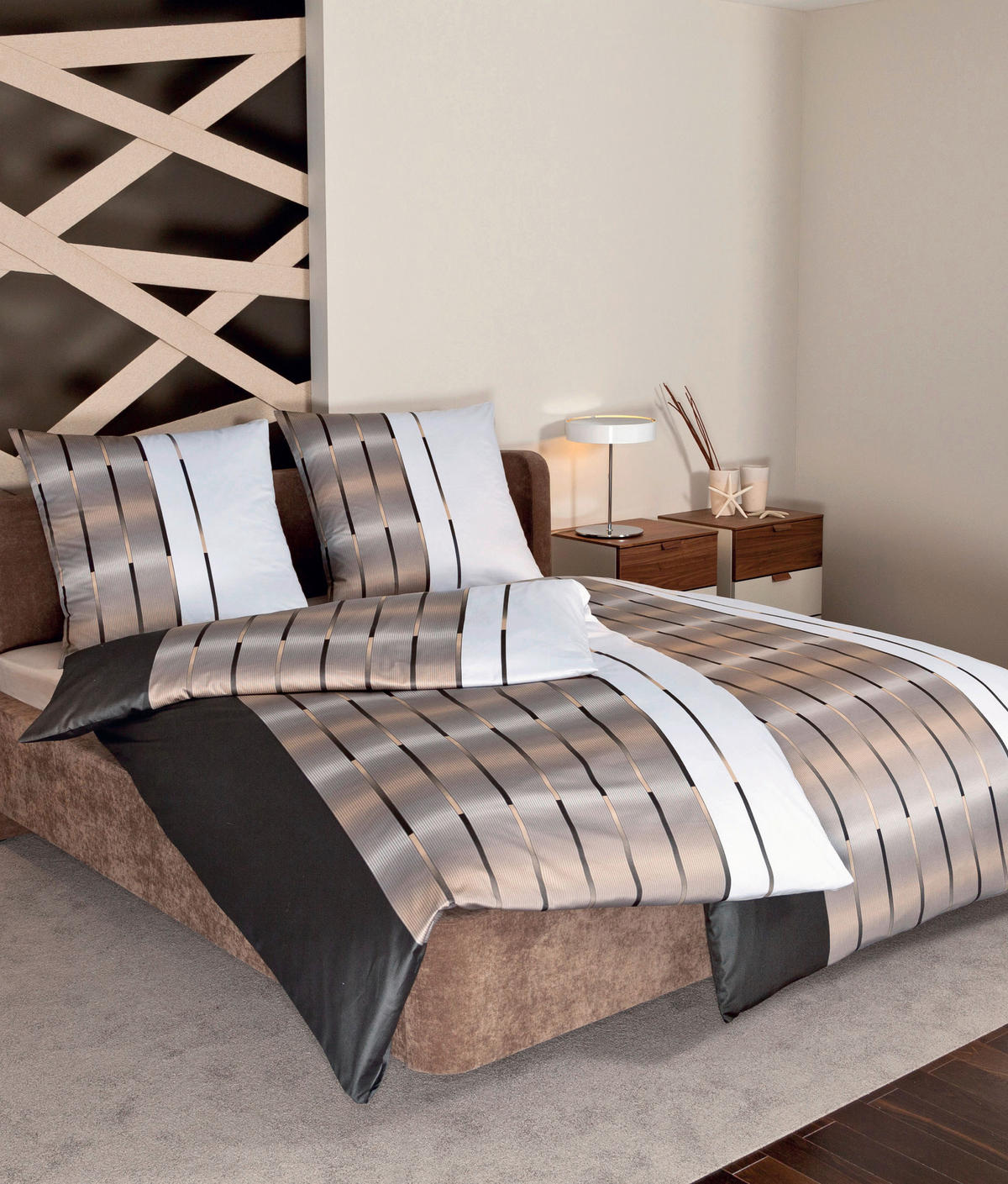 BETTWÄSCHE Milano Makosatin 135/200 cm  - Hellbraun/Braun, Design, Textil (135/200cm) - Janine