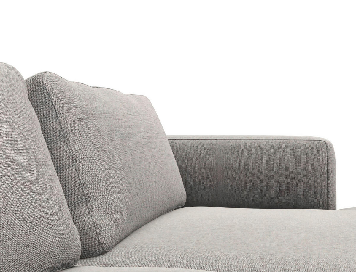 ECKSOFA Grau Webstoff, Flachgewebe  - Schwarz/Grau, Design, Textil/Metall (303/148cm) - Livetastic