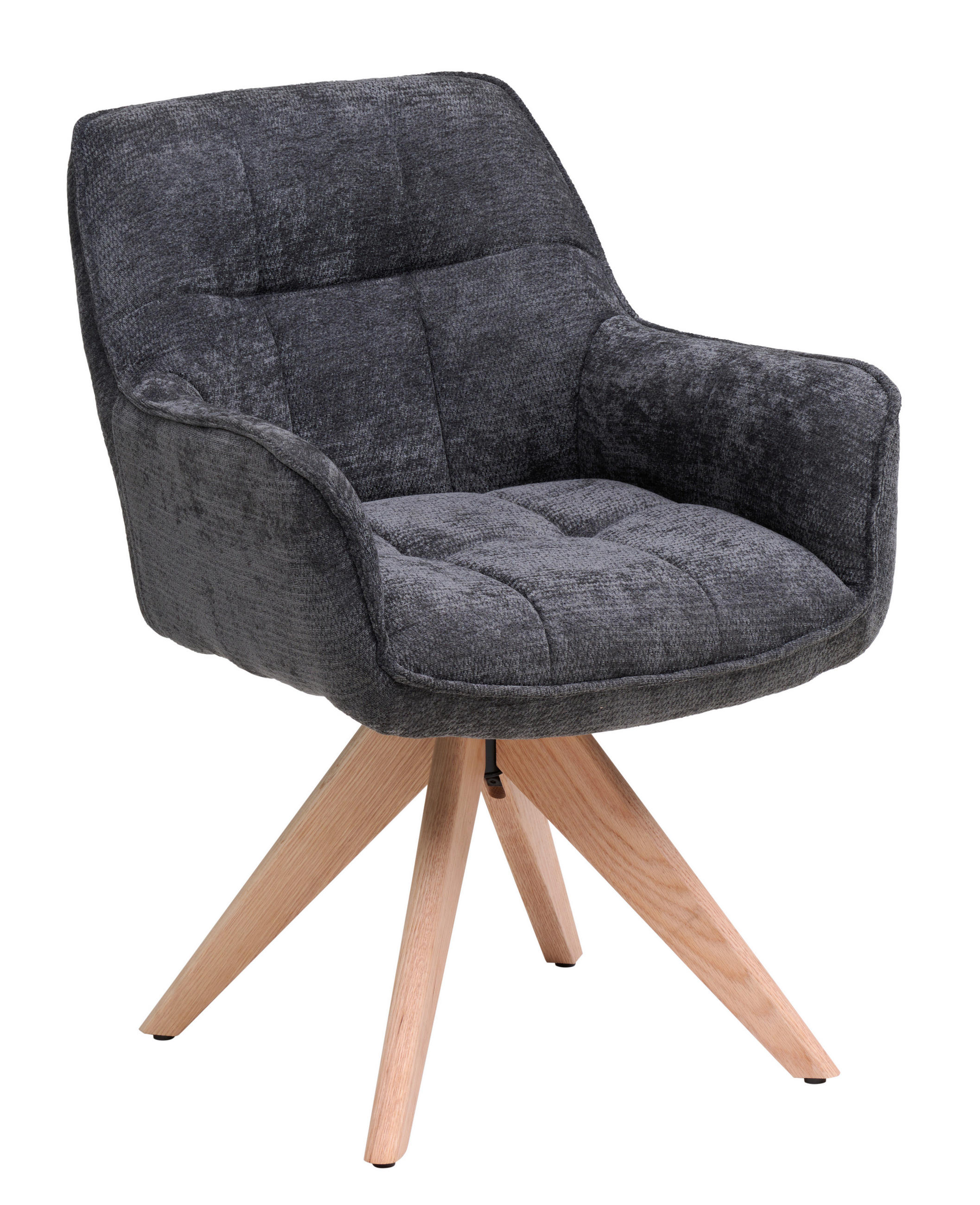 ARMLEHNSTUHL  Sitzfläche 360° drehbar Chenille  - Dunkelgrau/Eichefarben, Basics, Holz/Textil (64/85/62cm) - Livetastic