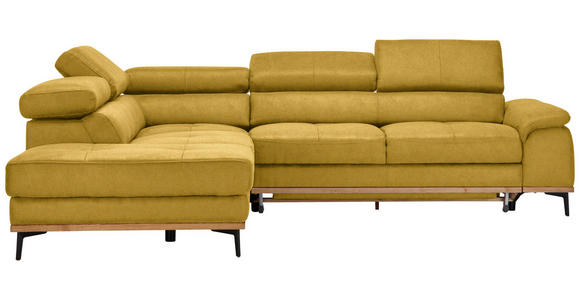 ECKSOFA Gelb Webstoff - Gelb/Schwarz, Natur, Holz/Textil (226/282cm) - Novel