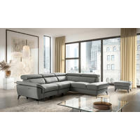 ECKSOFA SONO in Lederlook Echtleder Anthrazit Bettkasten, Armteilverstellung, Kopfteilverstellung  265/210 cm  - Anthrazit/Schwarz, Design, Leder/Textil (265/210cm) - Livetastic