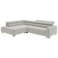 ECKSOFA in Cord Hellgrau  - Chromfarben/Hellgrau, KONVENTIONELL, Textil/Metall (219/311cm) - Hom`in