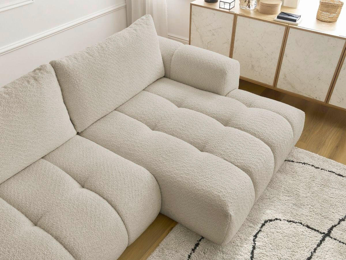 ECKSCHLAFSOFA FUJI Bouclé Beige  inkl.  - Beige/Schwarz, MODERN, Kunststoff/Textil (292/160cm)