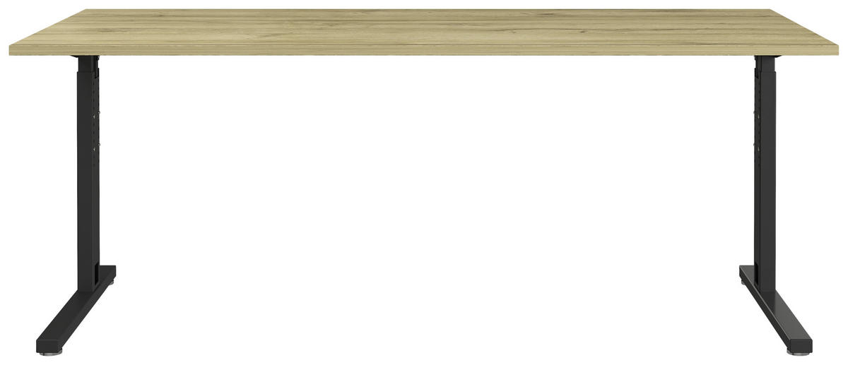 SCHREIBTISCH  in Schwarz, Eichefarben  - Eichefarben/Schwarz, KONVENTIONELL, Holzwerkstoff/Metall (180/70/80cm) - Germania
