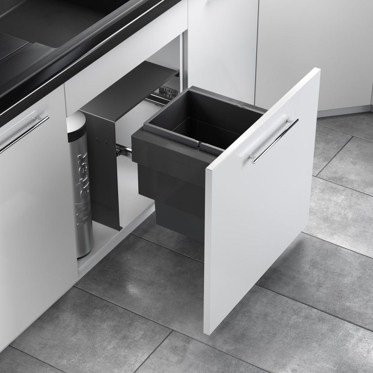 EINBAUABFALLSAMMLER 28 l  Kunststoff  - Dunkelgrau/Grau, Basics, Kunststoff (35,2/40/41,1cm) - HKT