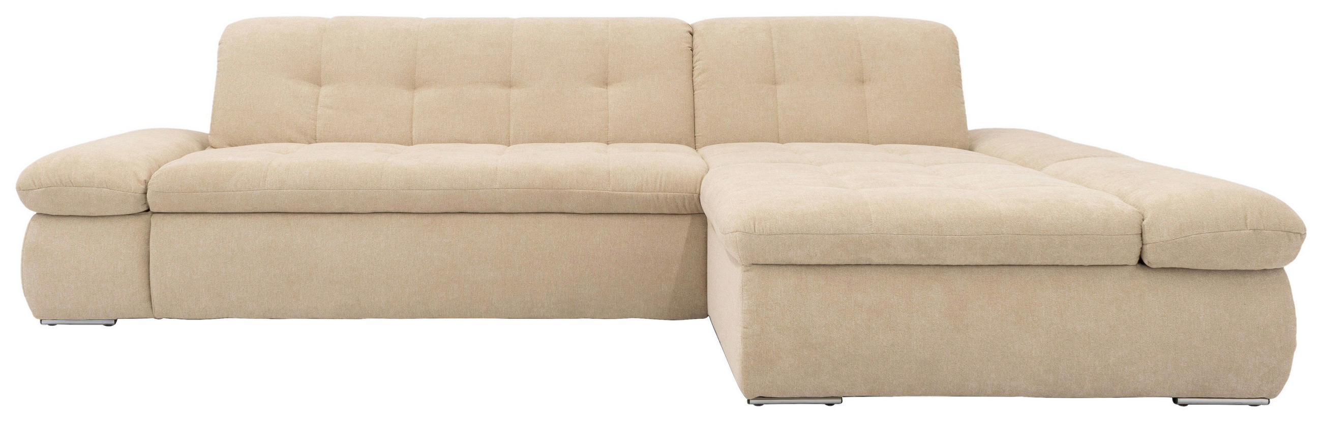 ECKSOFA Beige Mikrofaser  - Chromfarben/Beige, KONVENTIONELL, Textil/Metall (300/172cm) - MID.YOU