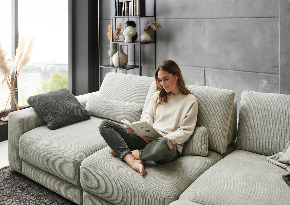 ECKSOFA in Chenille, Jacquard Silberfarben  - Silberfarben/Schwarz, Design, Kunststoff/Textil (316/242cm) - Niels Andersson