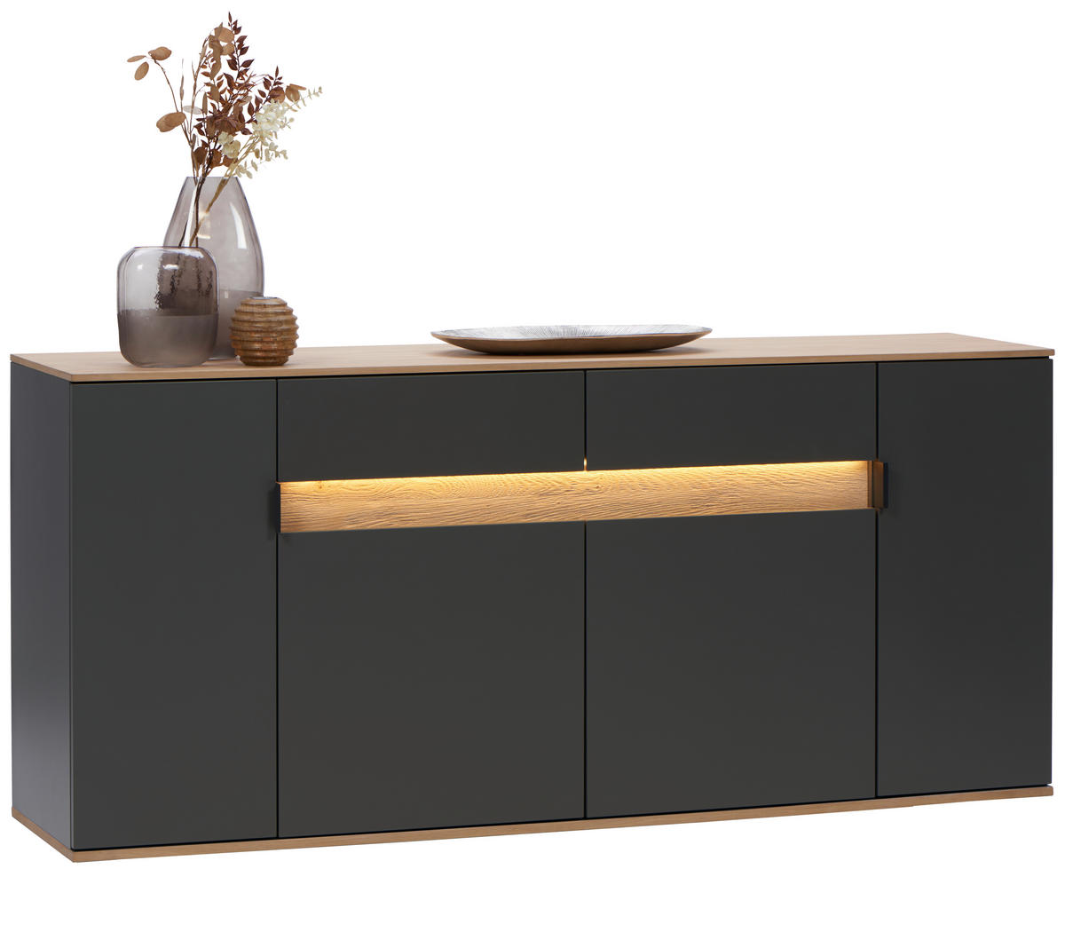 SIDEBOARD CREMONA 180,6/82/42 cm 2 Schublade(n)  - Eichefarben/Anthrazit, Modern, Holzwerkstoff/Metall (180,6/82/42cm) - Dieter Knoll
