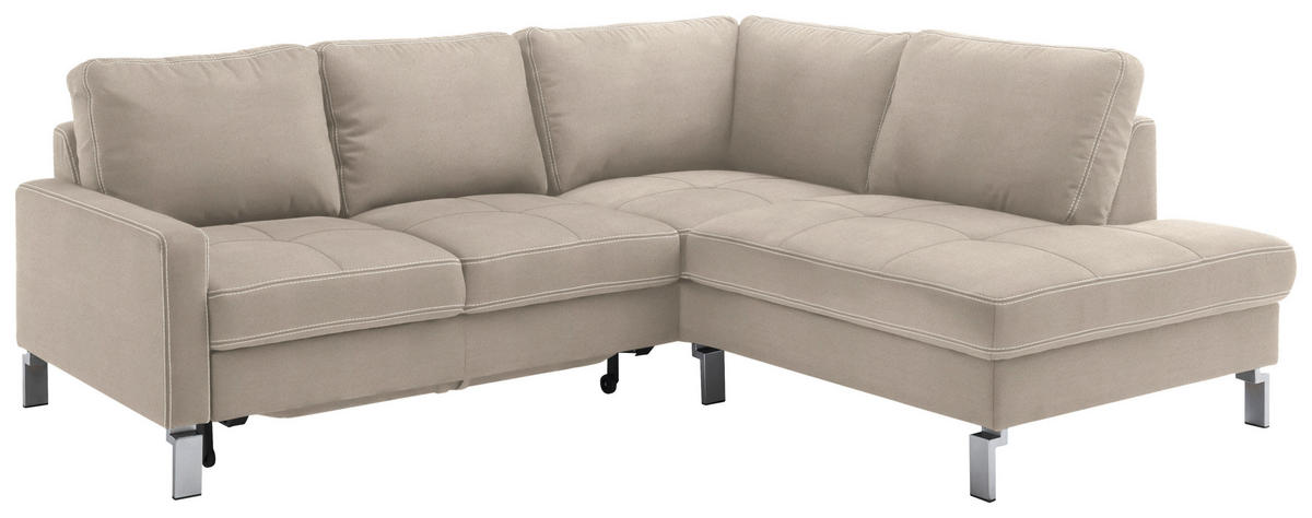 ECKSOFA in Mikrofaser Taupe  229/200 cm  - Taupe/Chromfarben, Design, Textil/Metall (229/200cm) - Pure Home Lifestyle