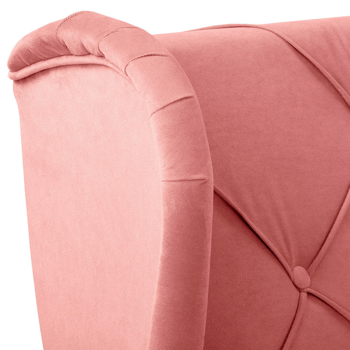 OHRENSESSEL in Samt Rosa  - Naturfarben/Rosa, Design, Holz/Textil (84/105/90cm) - P & B