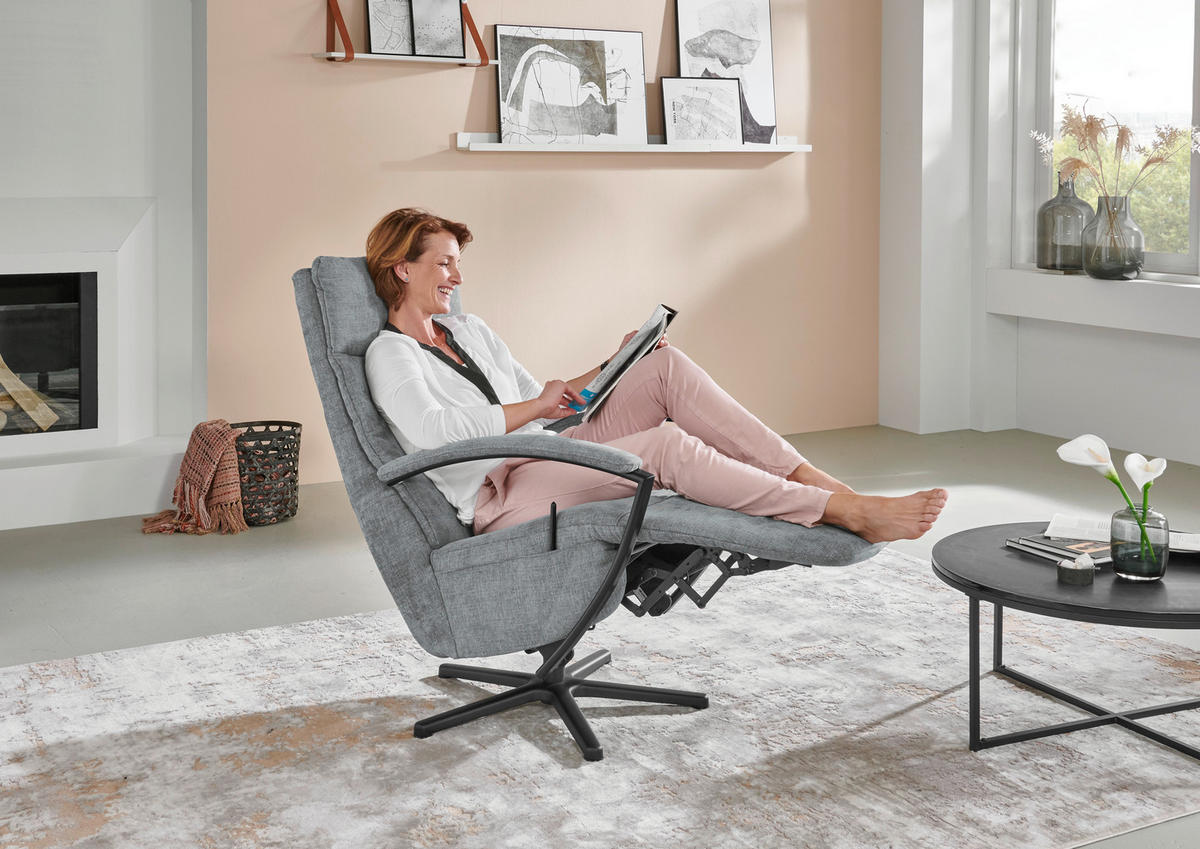 RELAXSESSEL WÜRZBURG-STYLE -EXKLUSIV- - Hellgrau/Schwarz, Design, Textil/Metall (76/110/83cm) - Beldomo Speed