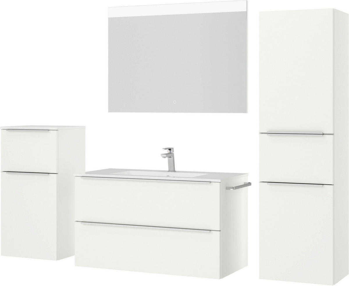 BADEZIMMER 5-teilig  in 191 cm  - Edelstahlfarben/Weiß, MODERN, Glas/Holzwerkstoff (191cm) - Nobilia