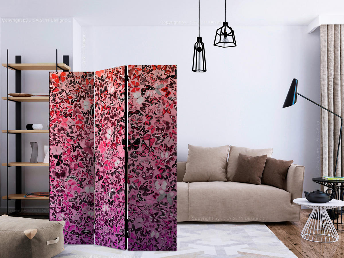 PARAVENT mit 3  Flügel - Pink/Violett, Basics, Holz/Textil (135/172/3cm) - artgeist