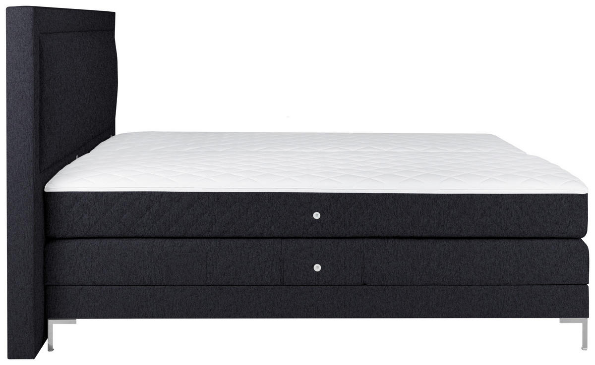 BOXSPRINGBETT 180/200 cm  in Anthrazit  - Anthrazit/Alufarben, Design, Textil/Metall (180/200cm) - Welnova