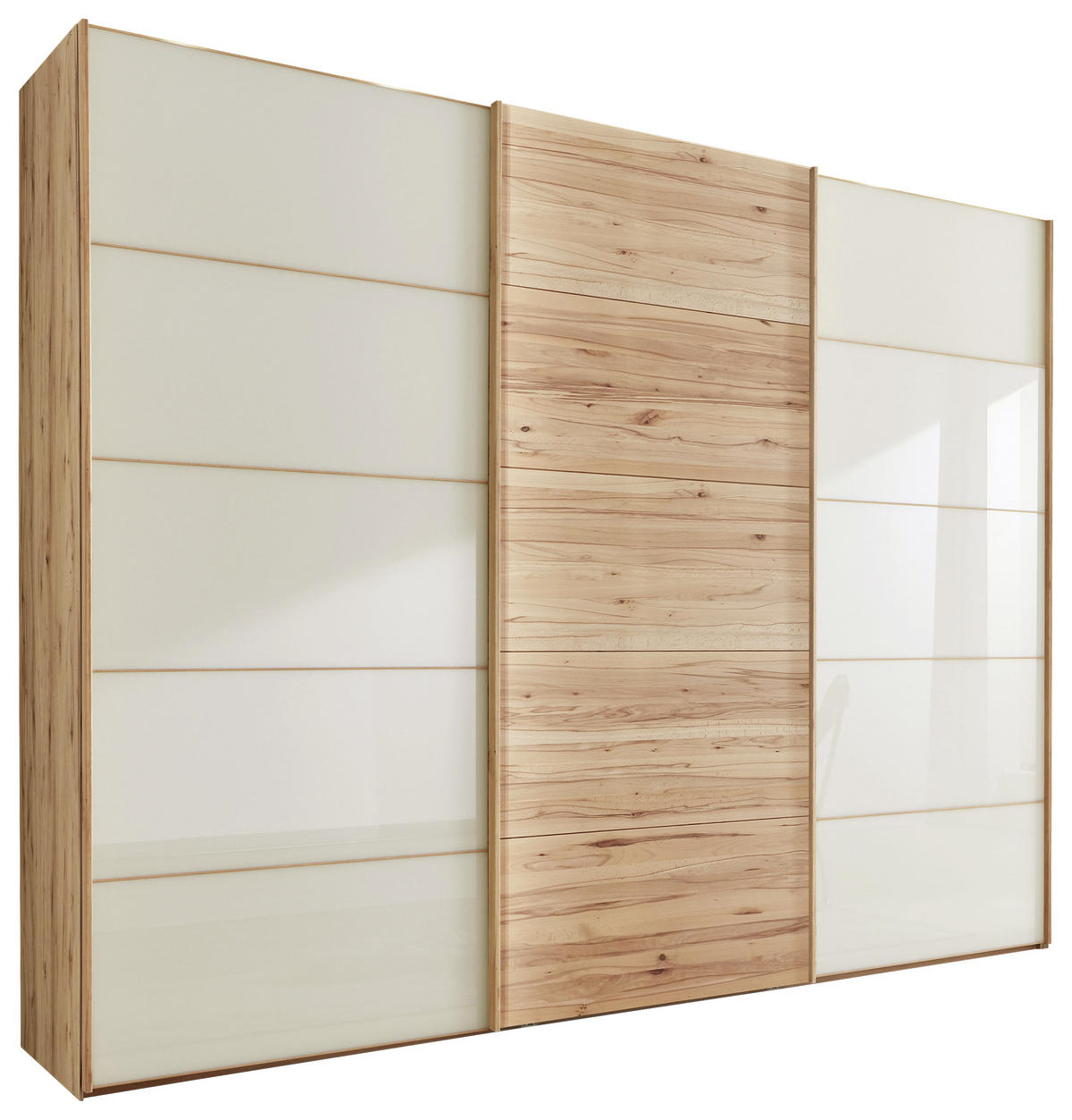 SCHWEBETÜRENSCHRANK 250/236/67 cm 3-türig Buchefarben, Champagner  - Champagner/Buchefarben, Natur, Glas/Holz (250/236/67cm) - Linea Natura