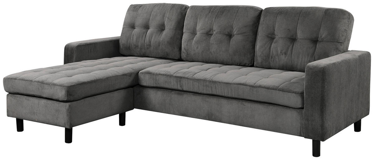 ECKSOFA ARDEN Grau Struktur Rückenkissen  - Schwarz/Grau, Design, Kunststoff/Textil (231/153cm) - MID.YOU