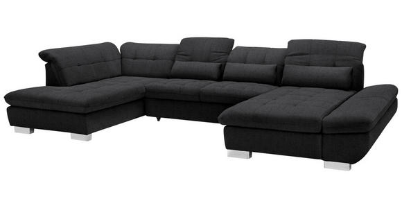 WOHNLANDSCHAFT  in Mikrofaser Graphitfarben  - Chromfarben/Graphitfarben, Design, Kunststoff/Textil (211/350/204cm) - Xora