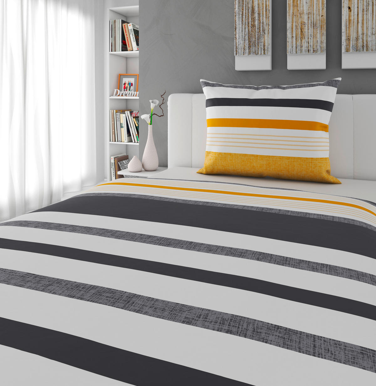 POSTEĽNÁ BIELIZEŇ, renforcé, žltá, 140/200 cm - žltá, Basics, textil (140/200cm) - Novel