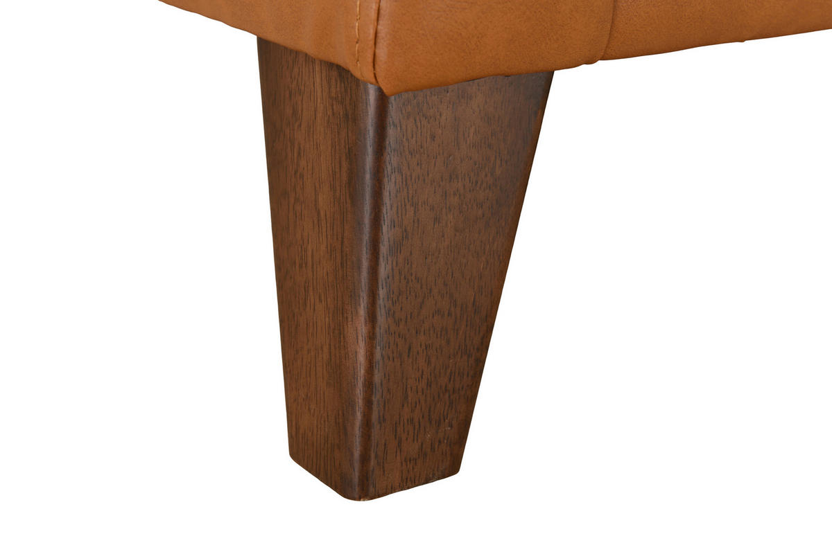 ECKSOFA SERA Cognac Echtleder Lederlook  - Cognac/Dunkelbraun, Design, Leder/Holz (235/194cm) - Livetastic