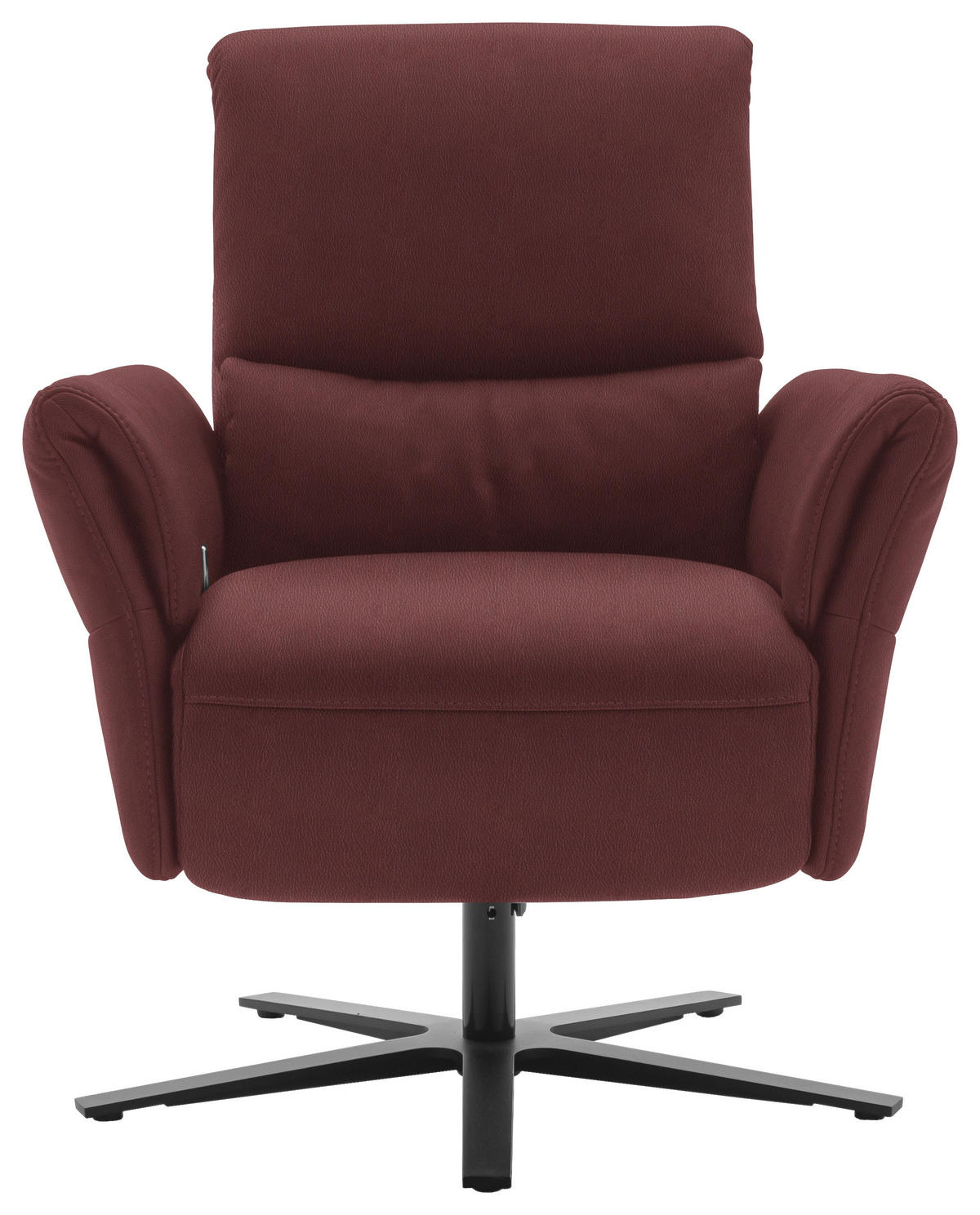 RELAXSESSEL Echtleder Relaxfunktion, Kopfteilverstellung, Nackenkissen    - Bordeaux/Schwarz, Design, Leder/Metall (81/118/82cm) - Schöner Wohnen