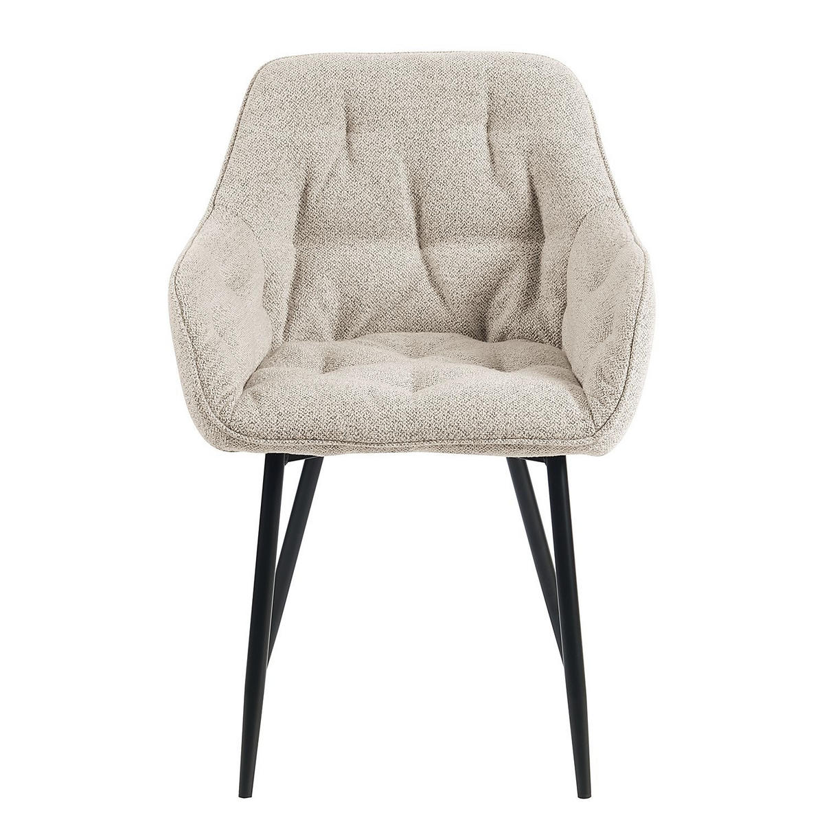 ARMLEHNSTUHL  in Eisen Flachgewebe  - Beige/Schwarz, MODERN, Textil/Metall (59,5/84/55,5cm) - home24