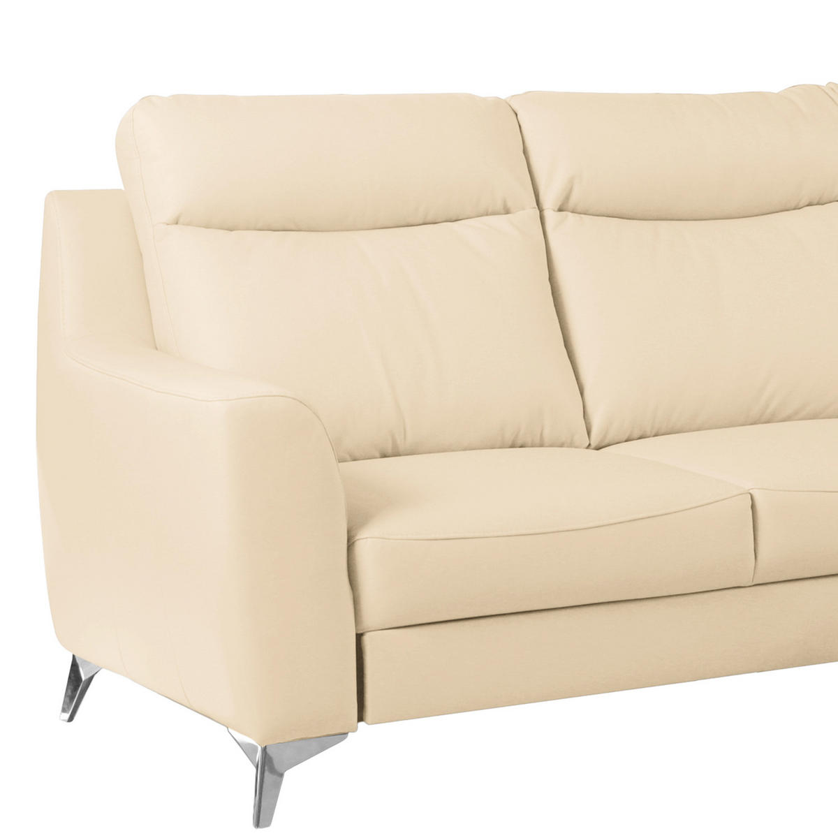ECKSOFA Lederlook Echtleder Beige  - Chromfarben/Beige, Design, Leder/Textil (236/168cm) - Livetastic