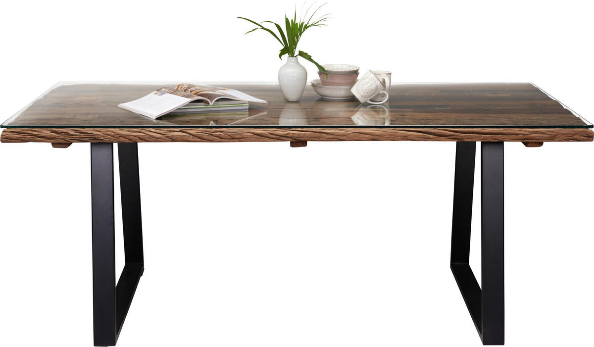 JEDÁLENSKÝ STÔL, prírodná farba, čierna, 190/95/76 cm - čierna/prírodná farba, Trend, kov/drevo (190/95/76cm) - Ambia Home