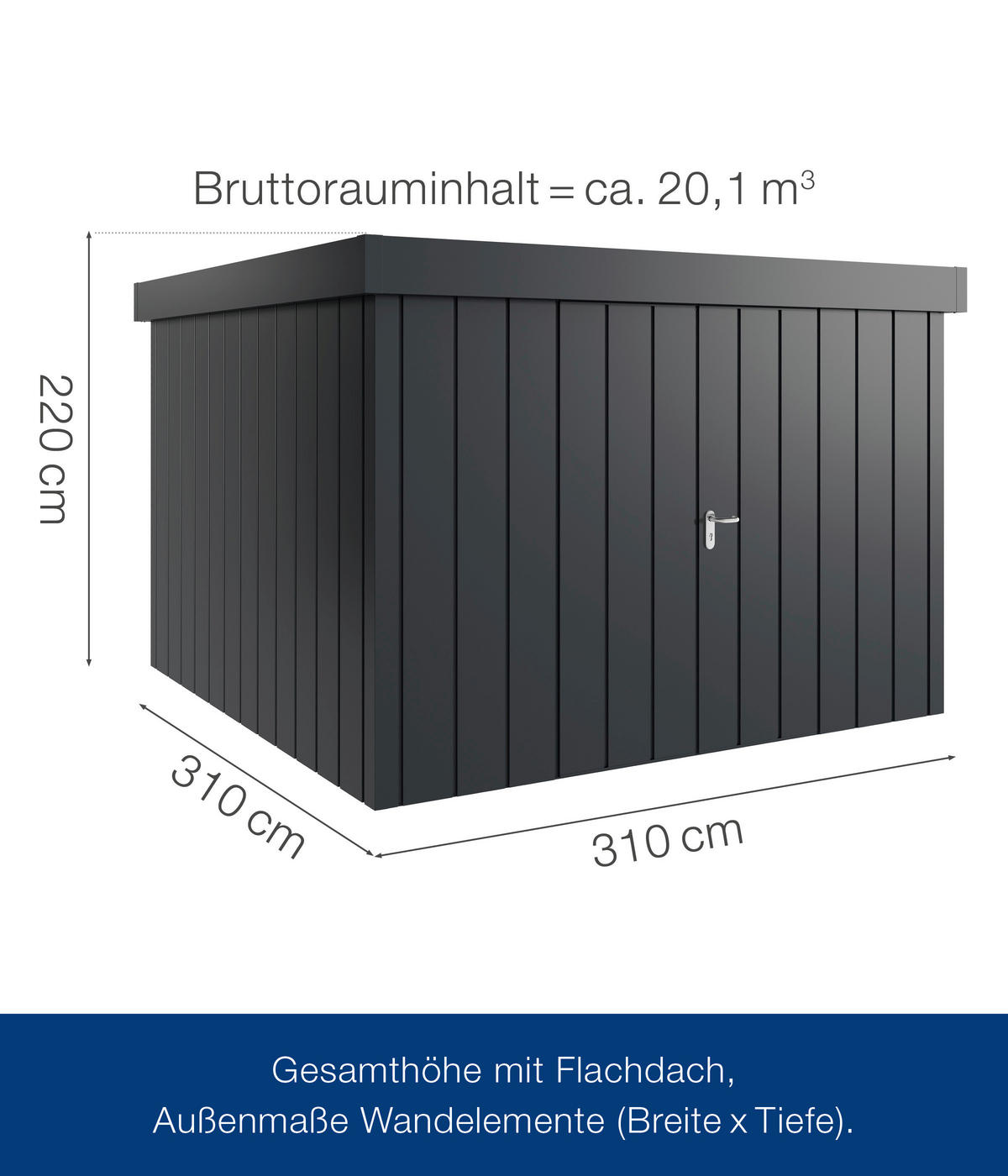 GERÄTEHAUS 325/220/323 cm  - Anthrazit, Basics, Metall (325/220/323cm)