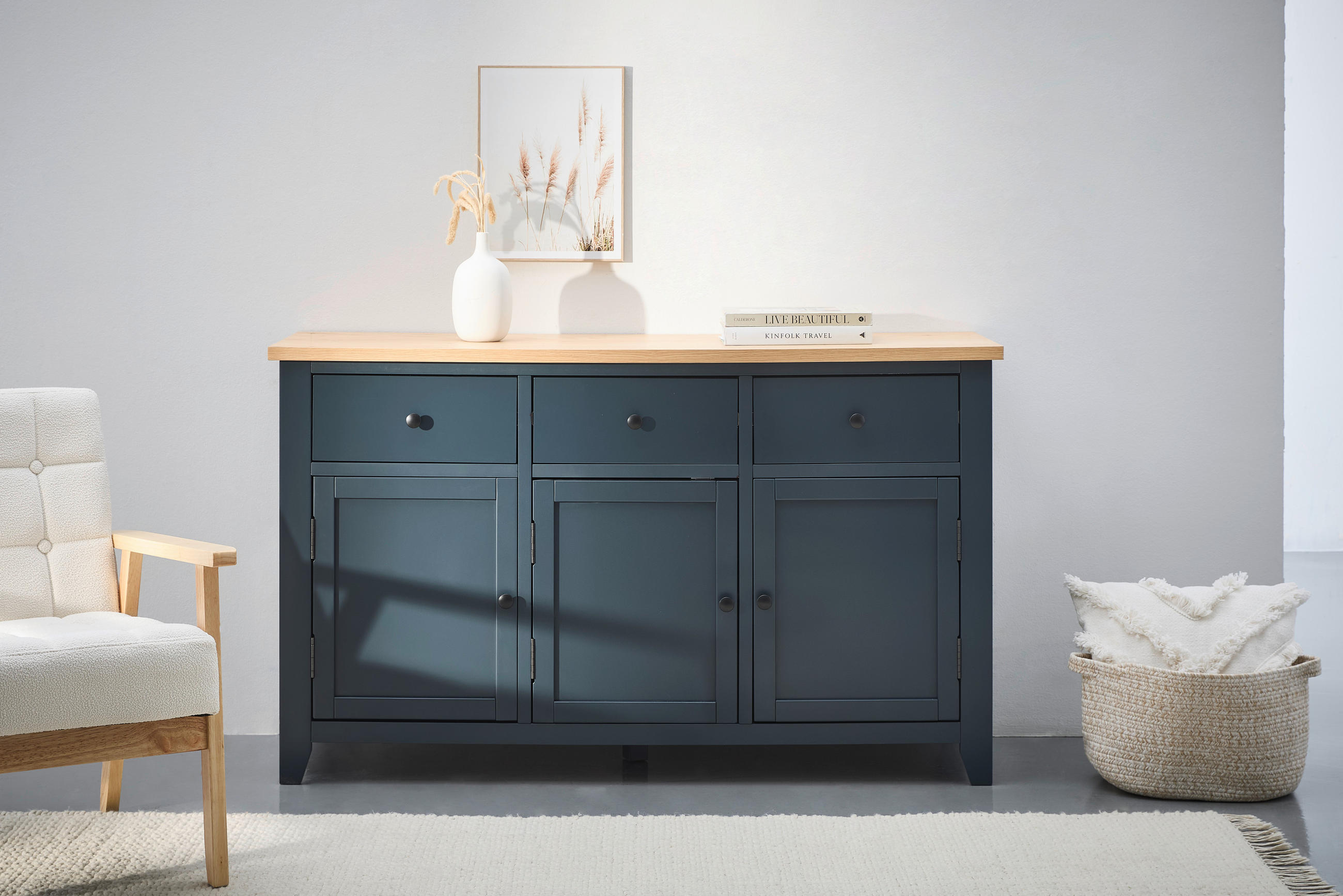 SIDEBOARD  in 139/83/42 cm  - Silberfarben/Dunkelblau, LIFESTYLE, Holz/Holzwerkstoff (139/83/42cm) - MID.YOU