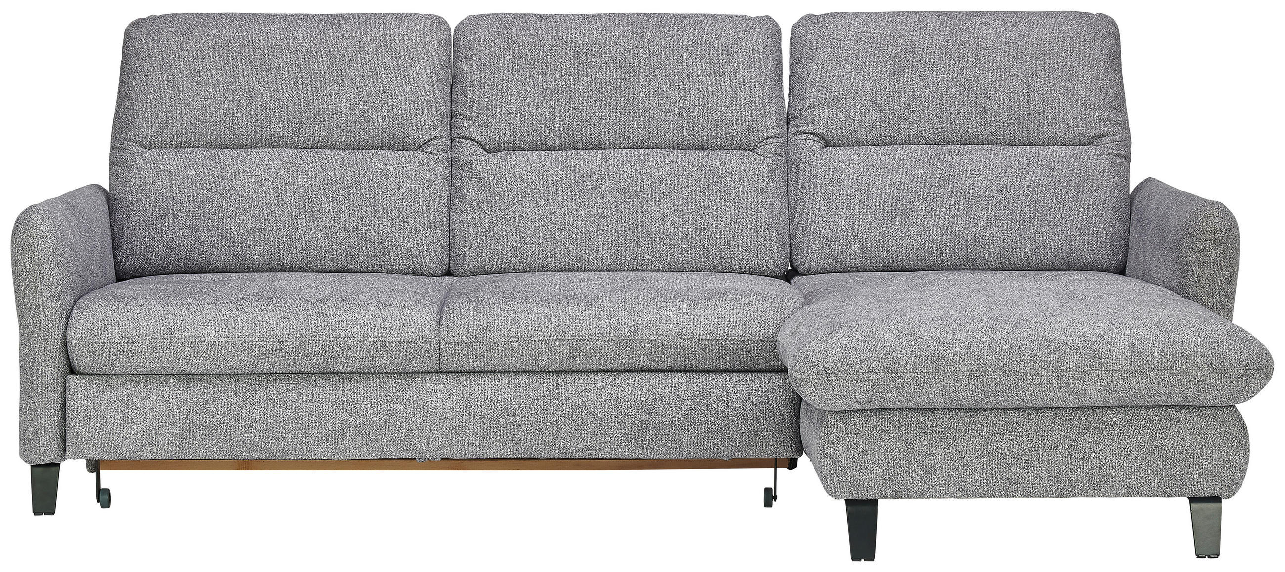 ECKSOFA Hellgrau Plüsch  - Hellgrau/Schwarz, KONVENTIONELL, Textil/Metall (254/190cm) - Livetastic